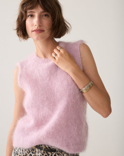 SUMMUM Mohair Sleeveless Knit, Faded Pink