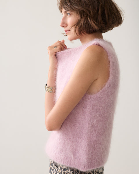 SUMMUM Mohair Sleeveless Knit, Faded Pink