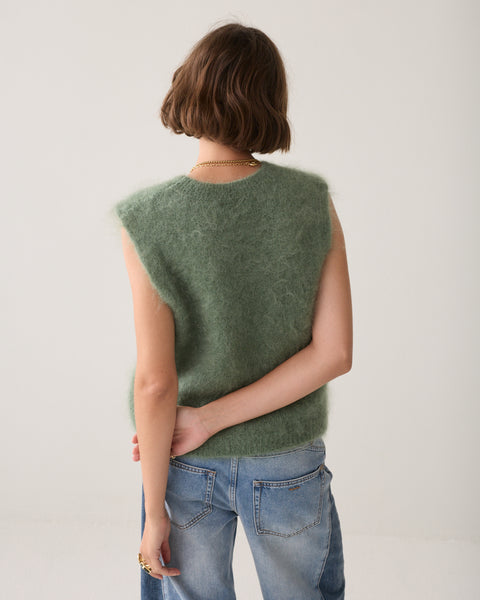 SUMMUM Mohair Sleeveless Knit, Thyme Green
