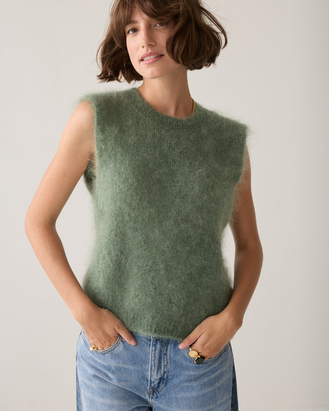 SUMMUM Mohair Sleeveless Knit, Thyme Green