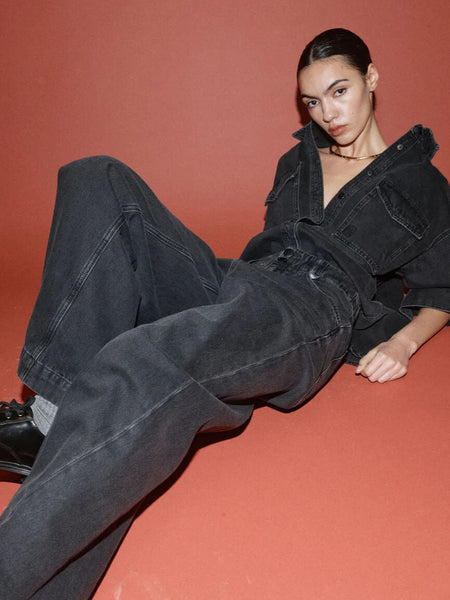 Heyanno Noble Drapy Jeans, Black