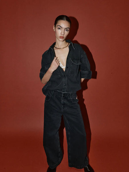 Heyanno Noble Drapy Jeans, Black