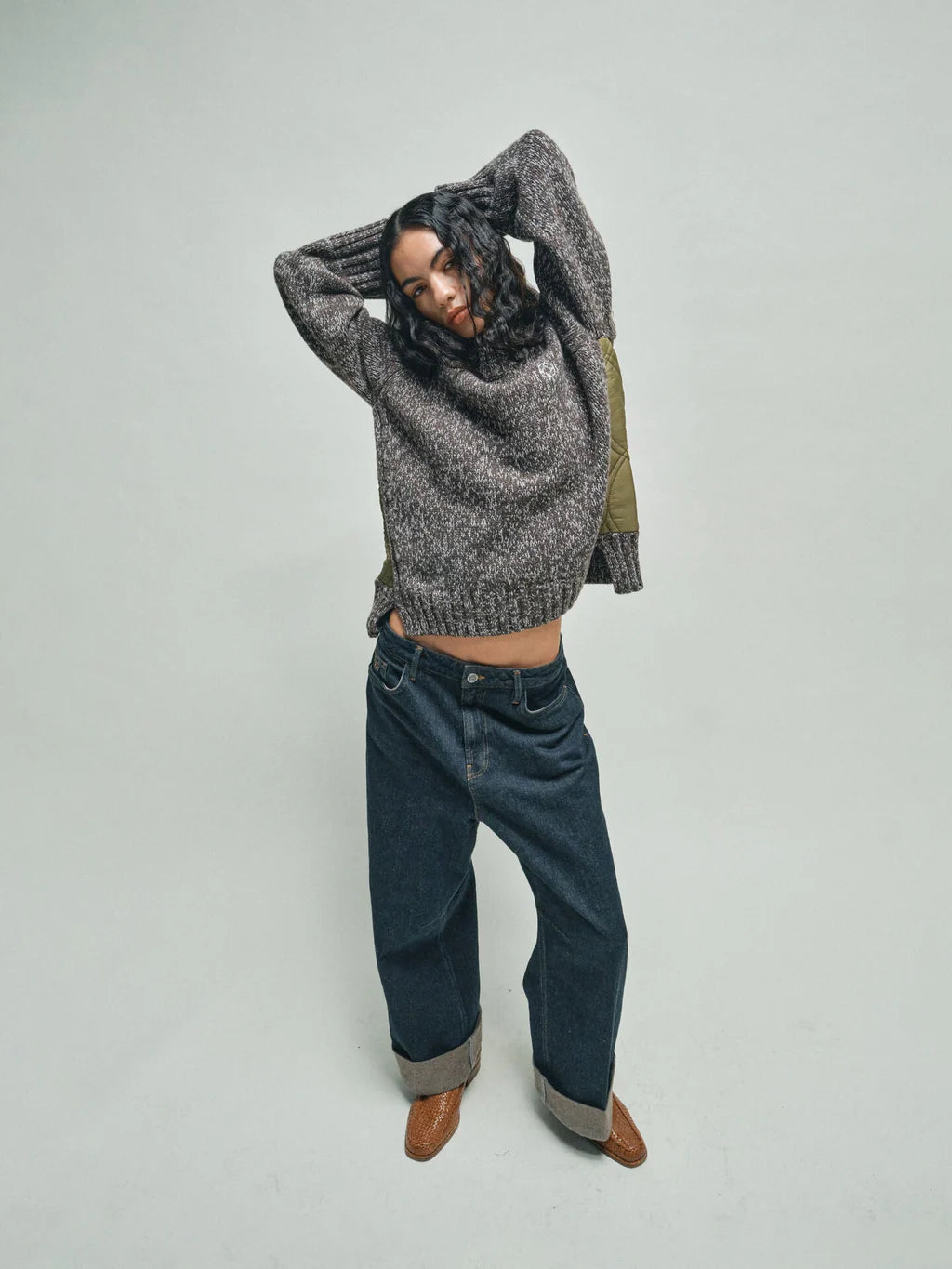 Heyanno Hope Turn Up Cropped Jeans, Dark Blue