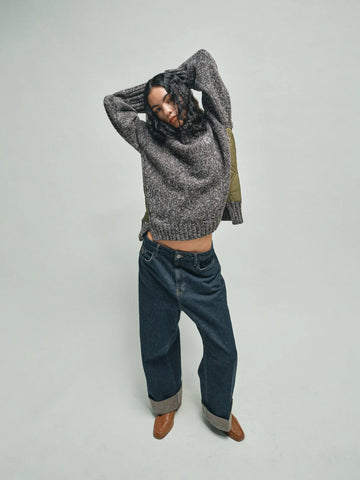 Heyanno Hope Turn Up Cropped Jeans, Dark Blue