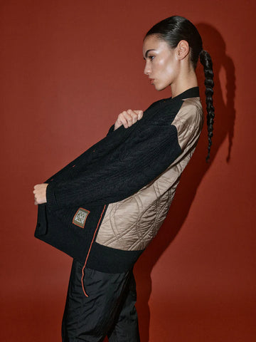 Heyanno Rich Quilt Cardigan, Black