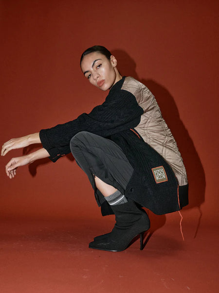 Heyanno Rich Quilt Cardigan, Black