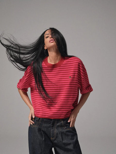 Heyanno Poetic Stripe Knit, Burnt Brick