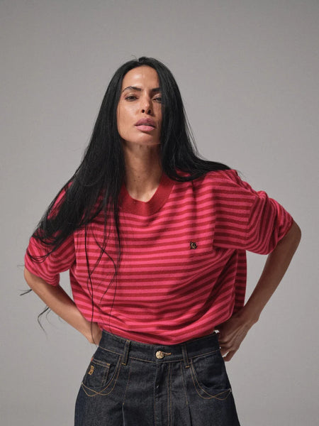 Heyanno Poetic Stripe Knit, Burnt Brick