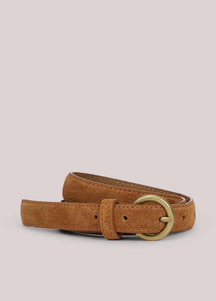 SUMMUM Suede Belt, Cinnamon