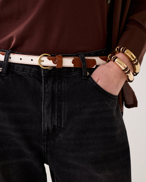 SUMMUM  Leather Belt, Cow Print