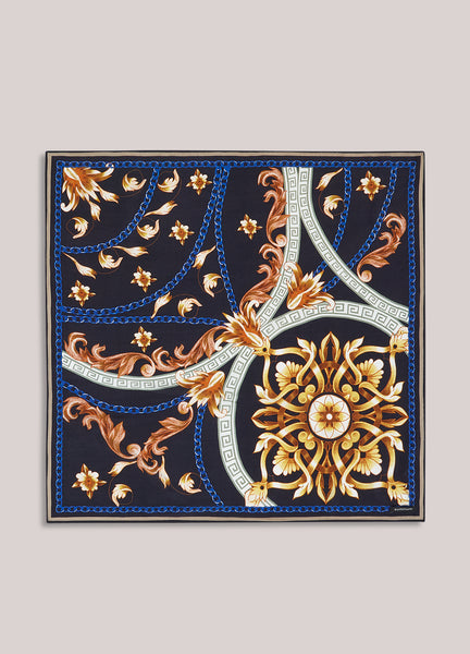 SUMMUM Satin Scarf,  Navy Multicolour