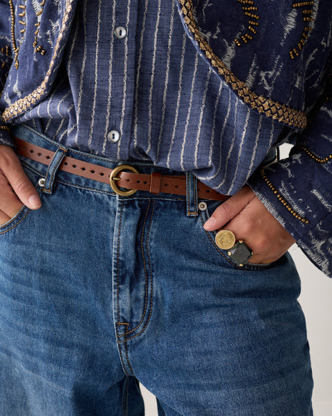 SUMMUM Leather Belt, Cinnamon