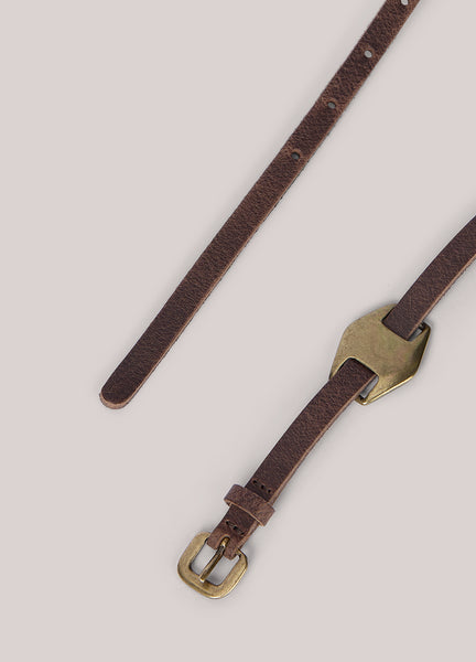 SUMMUM Ornament Leather Belt, Dark Chocolate
