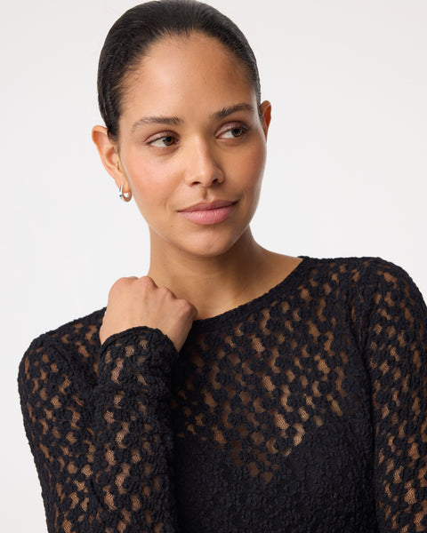 knit-ted Lacey Top, Black