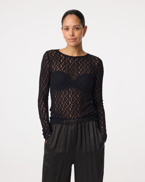 knit-ted Lacey Top, Black