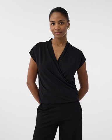 Knit-Ted Jet Wrap T-shirt, Black