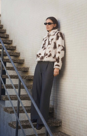 Yerse Teddy Jacket,  Cow Print