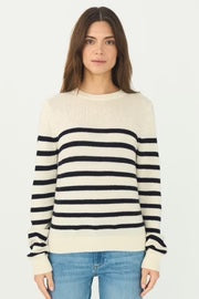 Pieszak Manilla Stripe Knit, White Pearl with Navy