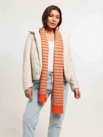 Fraas Stripe Scarf, Orange and Oatmeal