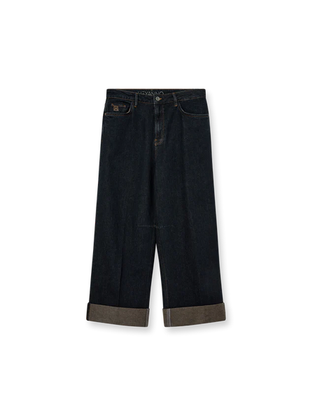 Heyanno Hope Turn Up Cropped Jeans, Dark Blue