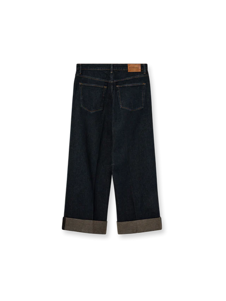Heyanno Hope Turn Up Cropped Jeans, Dark Blue