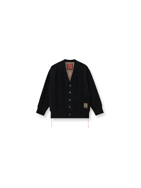 Heyanno Rich Quilt Cardigan, Black