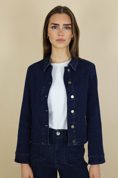 NO2MORO Alex Denim Jacket, Dark Blue Wash - Flax In Bloom