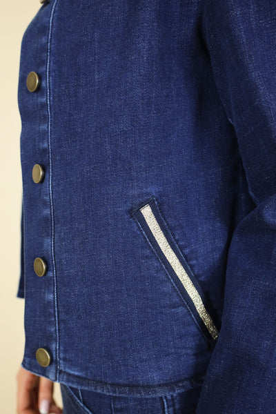 NO2MORO Alex Denim Jacket, Dark Blue Wash - Flax In Bloom