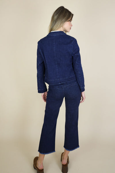 NO2MORO Alex Denim Jacket, Dark Blue Wash - Flax In Bloom