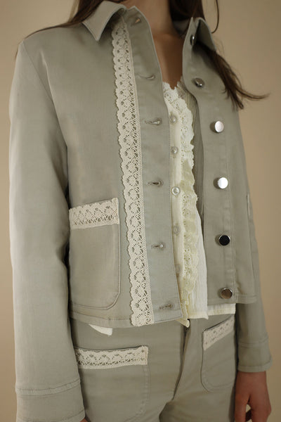 NO2MORO Alex Denim Jacket, Sand - Flax In Bloom