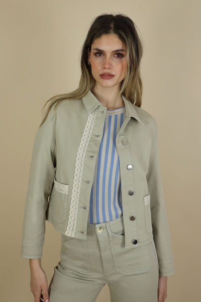 NO2MORO Alex Denim Jacket, Sand - Flax In Bloom