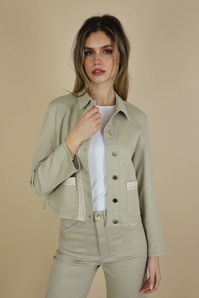 NO2MORO Alex Denim Jacket, Sand - Flax In Bloom