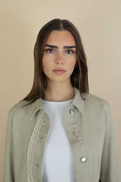 NO2MORO Alex Denim Jacket, Sand - Flax In Bloom