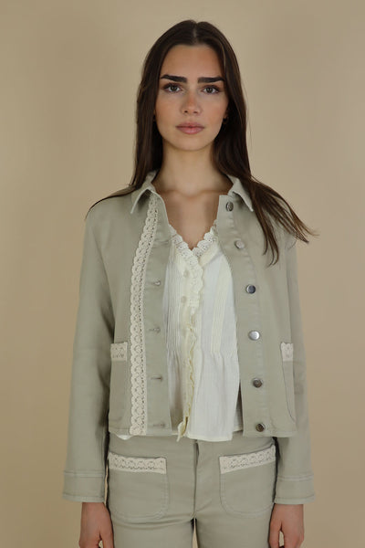 NO2MORO Alex Denim Jacket, Sand - Flax In Bloom