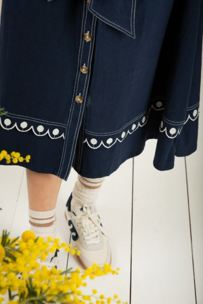 Bonte Andie Cotton Dress, Navy