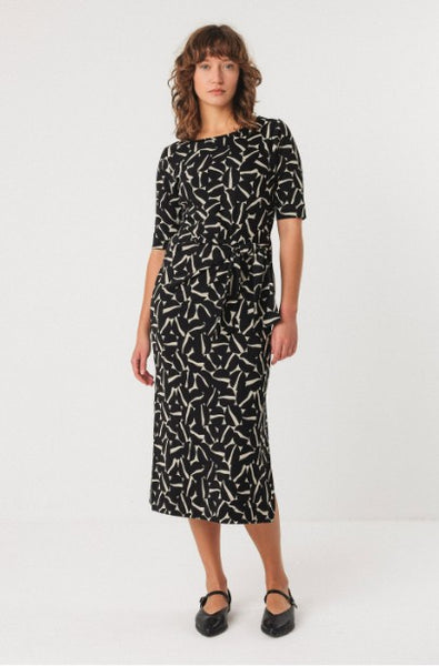 SKFK GOTS Ani Dress, Black & Beige