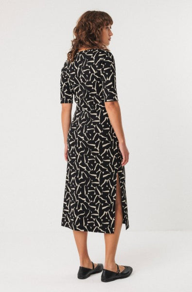 SKFK GOTS Ani Dress, Black & Beige