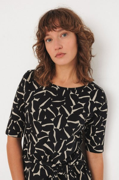 SKFK GOTS Ani Dress, Black & Beige