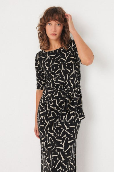 SKFK GOTS Ani Dress, Black & Beige