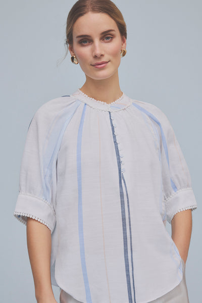 Gustav Annsofie Blouse, Powder Blue Stripe
