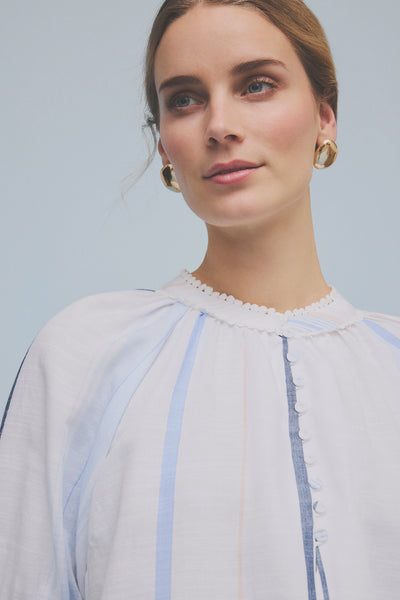 Gustav Annsofie Blouse, Powder Blue Stripe