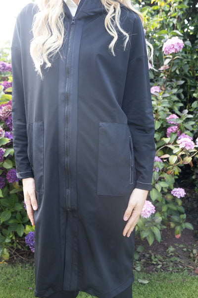 NO2MORO Aphrodite Hooded Long Jacket, Black
