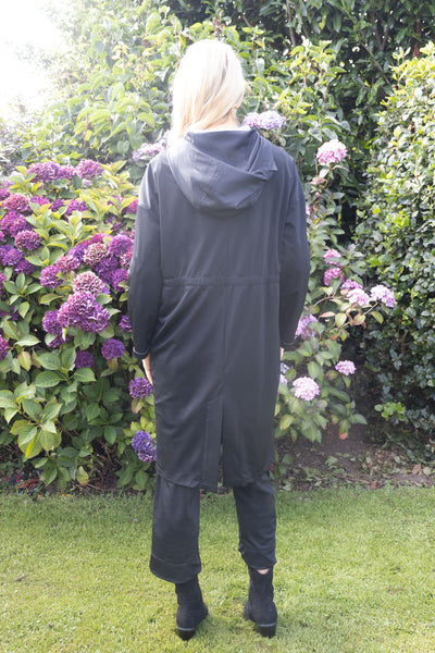 NO2MORO Aphrodite Hooded Long Jacket, Black