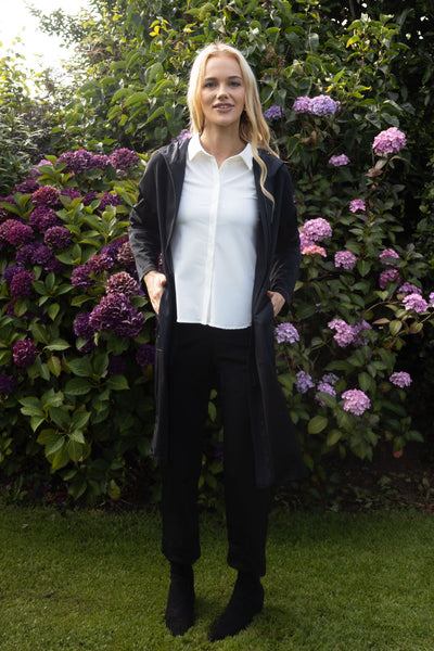 NO2MORO Aphrodite Hooded Long Jacket, Black