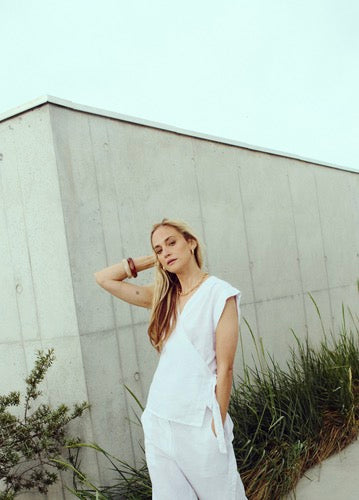 Pieszak Lina Linen Wrap Blouse, White