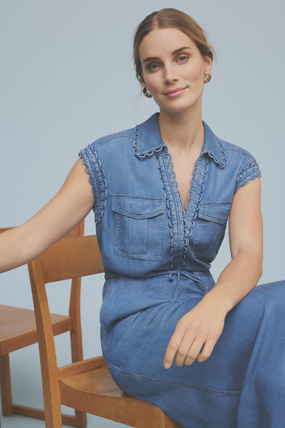 Gustav Britney Sleeveless Dress, Denim Blue