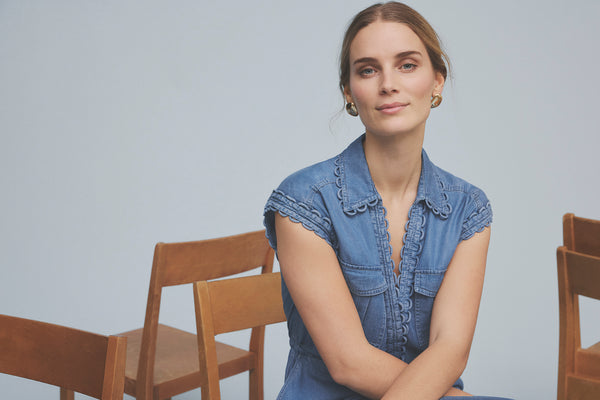Gustav Britney Sleeveless Dress, Denim Blue