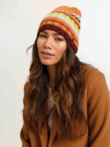 Fraas Striped Wool Blend Beanie, Orange