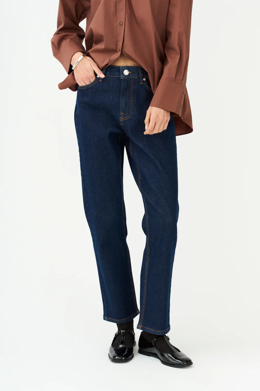 Pieszak Trisha Cropped Jeans, Vienna Wash Denim Blue - Flax In Bloom