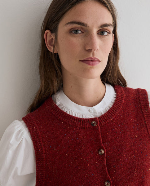 Yerse Tweed Vest, Red